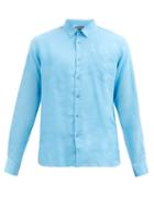 Matchesfashion.com Vilebrequin - Caroubis Linen Shirt - Mens - Light Blue