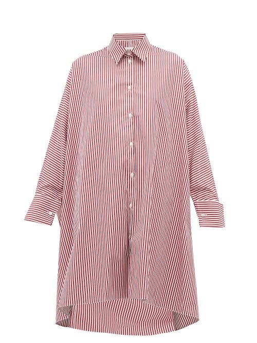 Matchesfashion.com Maison Margiela - Striped Oversized Cotton Shirt - Womens - Burgundy Multi