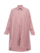 Matchesfashion.com Maison Margiela - Striped Oversized Cotton Shirt - Womens - Burgundy Multi