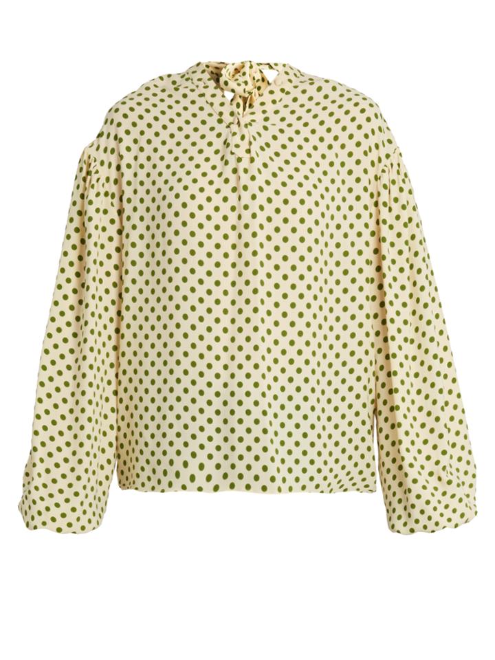 Balenciaga Balloon-sleeved Polka-dot Print Crepe Blouse