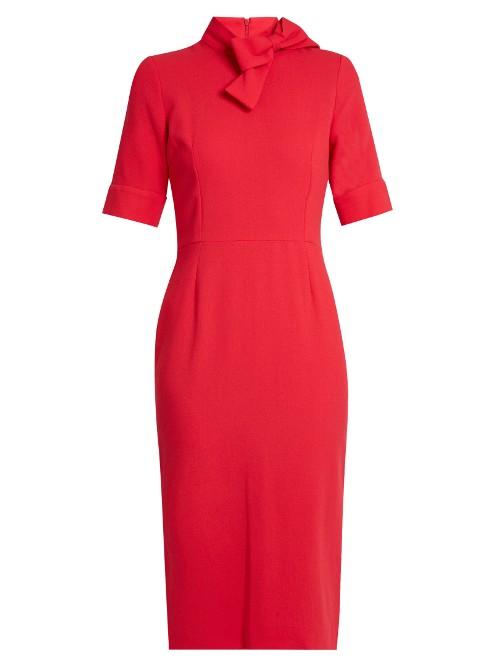 Goat Coco Bow-detail Wool-crepe Dress