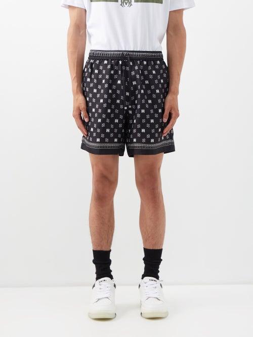 Amiri - Monogram-print Silk-twill Shorts - Mens - Black