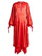Matchesfashion.com Self-portrait - Handkerchief Hem Satin Midi Dress - Womens - Red