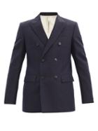 Matchesfashion.com Aldo Maria Camillo - Double-breasted Wool-blend Jacket - Mens - Dark Blue