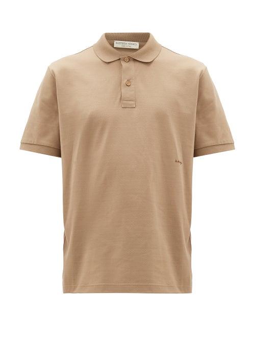 Matchesfashion.com Bottega Veneta - Short-sleeved Cotton-piqu Polo Shirt - Mens - Brown