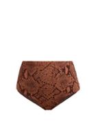 Matchesfashion.com Mara Hoffman - Lydia Snakeskin Effect Jacquard Bikini Briefs - Womens - Brown