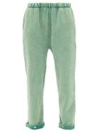 Les Tien - Snap-front Brushed-back Cotton Track Pants - Womens - Green
