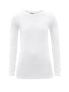 Ladies Rtw Brunello Cucinelli - Ribbed Cotton-blend Jersey Long-sleeved T-shirt - Womens - White