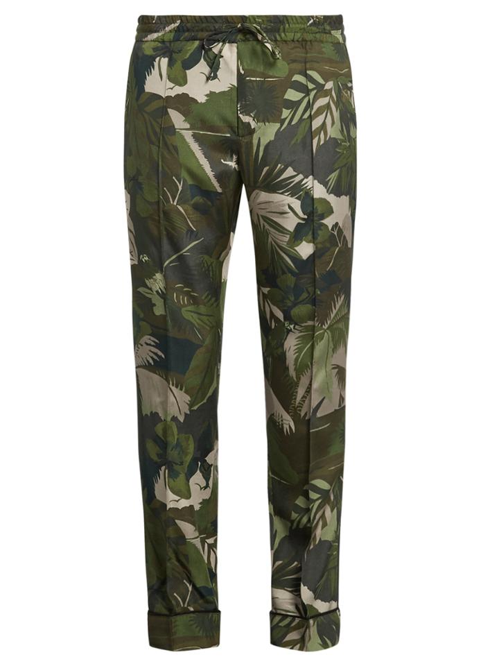 Valentino Tropical-print Silk-crepe Trousers