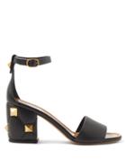 Valentino Garavani - Roman Stud Block-heel Leather Sandals - Womens - Black