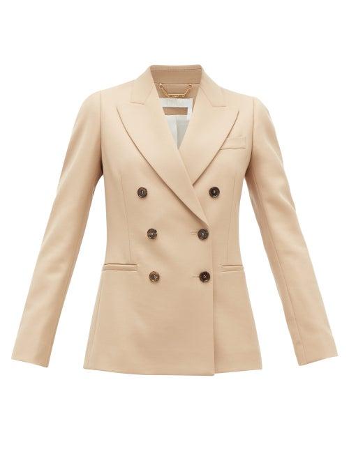 Matchesfashion.com Chlo - Festive Double-breasted Wool-blend Twill Jacket - Womens - Tan