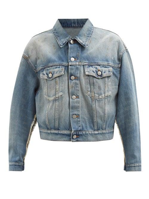 Mm6 Maison Margiela - Deconstructed Faded Denim Jacket - Womens - Light Denim