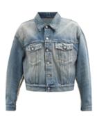 Mm6 Maison Margiela - Deconstructed Faded Denim Jacket - Womens - Light Denim