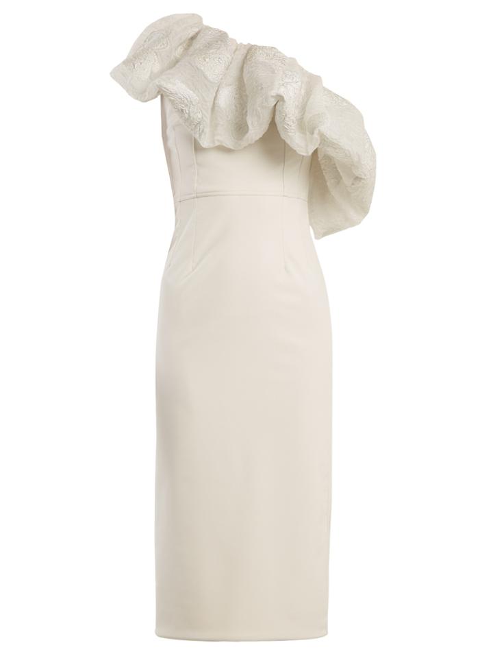 Emilio De La Morena One-shoulder Floral-brocade Dress
