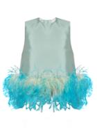 Prada Feather-trimmed Wool-blend Sleeveless Top