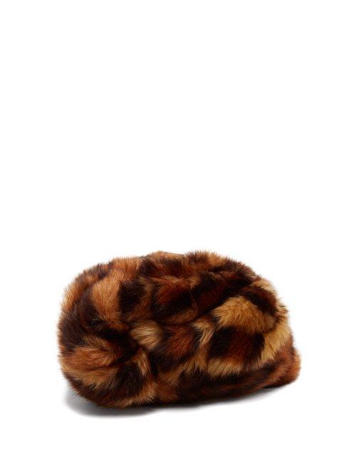 Matchesfashion.com Gucci - Leopard Print Faux Fur Turban - Womens - Brown