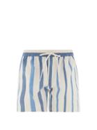Matchesfashion.com Marrakshi Life - Striped Cotton-blend Shorts - Mens - Blue Multi
