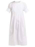 Matchesfashion.com White Story - Peggy Pleated Cotton Shirtdress - Womens - White