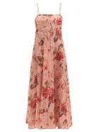 Matchesfashion.com Zimmermann - Cassia Musk Floral-print Linen Midi Dress - Womens - Pink Print