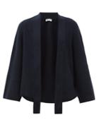 Matchesfashion.com Johnston's Of Elgin - Raglan-sleeve Ribbed-cashmere Waterfall Cardigan - Womens - Navy