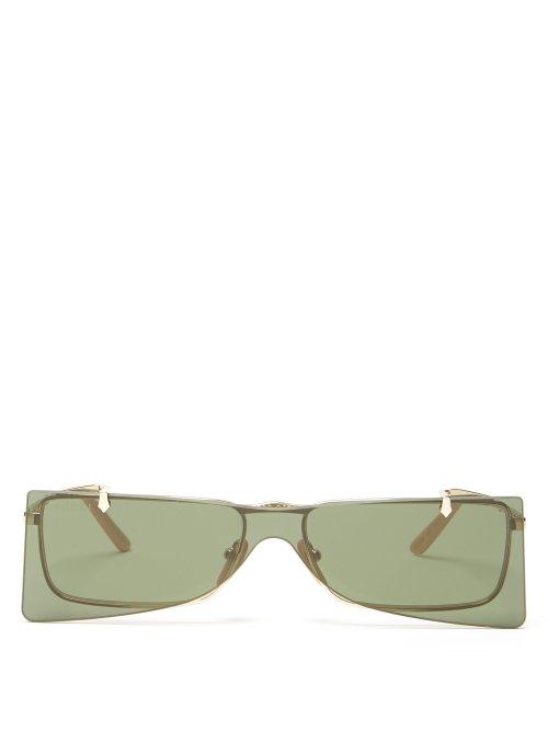 Matchesfashion.com Gucci - Square Frame Metal Sunglasses - Mens - Gold