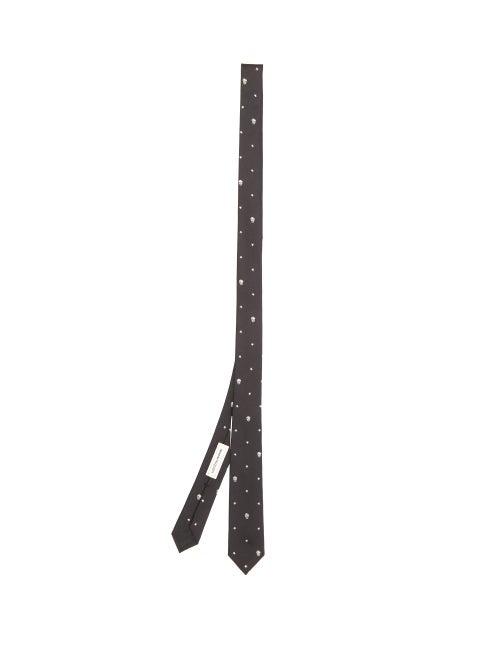 Matchesfashion.com Alexander Mcqueen - Slim Skull-jacquard Silk Tie - Mens - Black