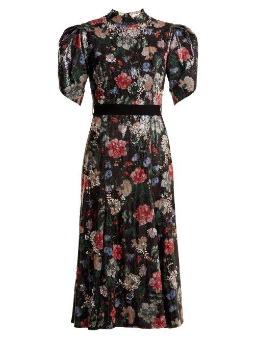 Matchesfashion.com Erdem - Hael Sequin And Crystal Embellished Dress - Womens - Black Multi