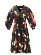 Erdem - Marci Floral-print Cotton-poplin Dress - Womens - Black Multi