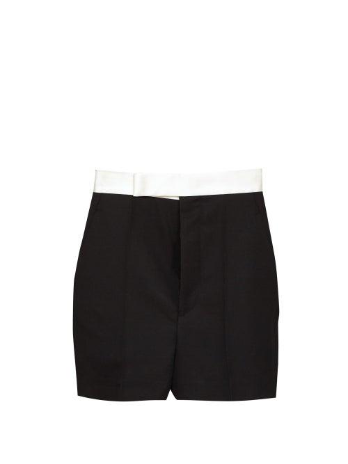 Matchesfashion.com Haider Ackermann - Silk-satin Waistband Wool Tuxedo Shorts - Womens - Black White