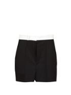 Matchesfashion.com Haider Ackermann - Silk-satin Waistband Wool Tuxedo Shorts - Womens - Black White