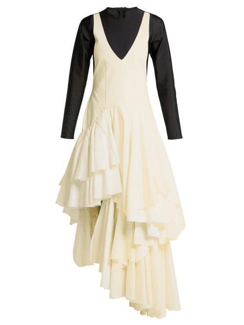 Matchesfashion.com Marine Serre - X Swarovski Upcycled Woven Midi Dress - Womens - Yellow