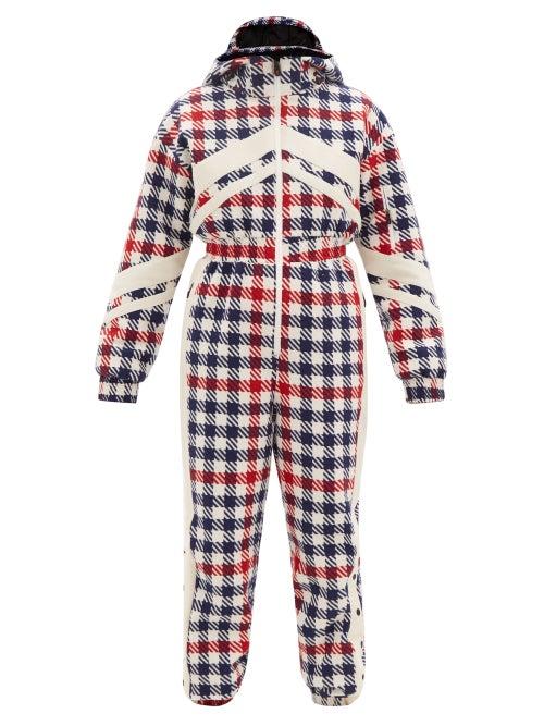 Perfect Moment - Stoke Hooded Technical-gingham Ski Suit - Womens - White Multi