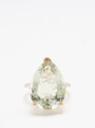 Mateo - Tear Drop Diamond, Prasiolite & 14kt Gold Ring - Womens - Green Multi