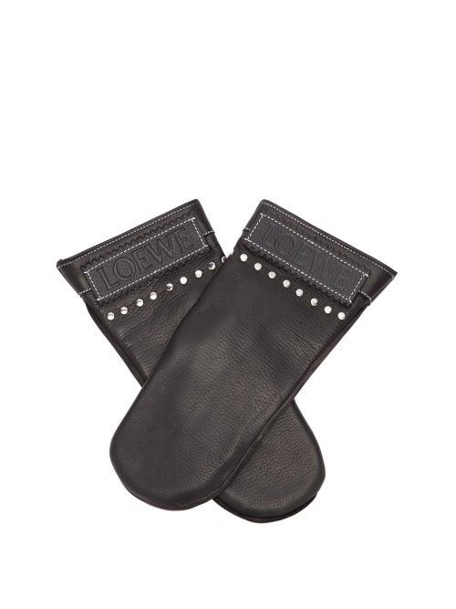 Matchesfashion.com Loewe - Studded Leather Mittens - Mens - Black
