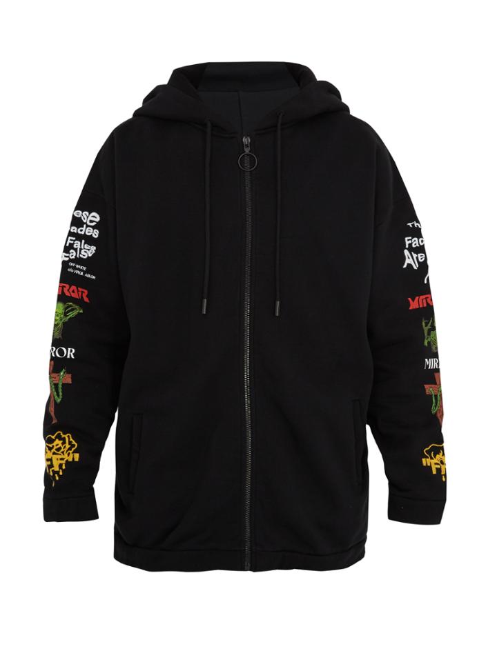 Off-white Mix Rock Oversized Cotton-jersey Hooded Sweatshirt