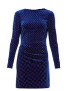 Matchesfashion.com Dundas - Cowl-back Crystal-embellished Velvet Mini Dress - Womens - Blue