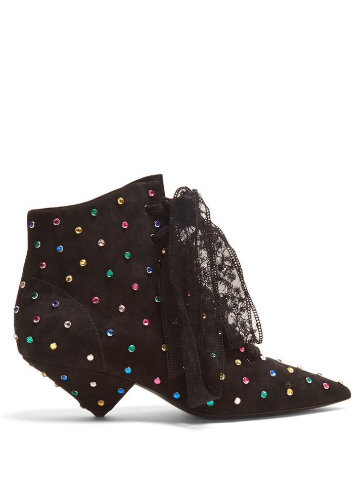 Saint Laurent Blaze Point-toe Crystal-embellished Boots
