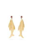Matchesfashion.com Begum Khan - Bora Bora 24kt Gold-plated Fish Earrings - Womens - Red Gold