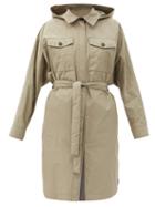Matchesfashion.com Brunello Cucinelli - Hooded Belted Cotton-blend Parka - Womens - Light Green