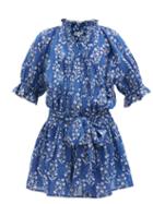 Matchesfashion.com Juliet Dunn - Floral-print Cotton-voile Dress - Womens - Blue White