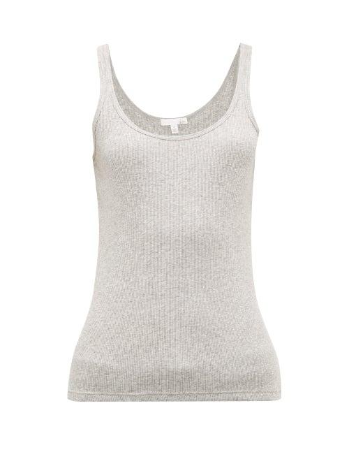 Ladies Lingerie Skin - Raisa Ribbed Cotton-jersey Tank Top - Womens - Light Grey