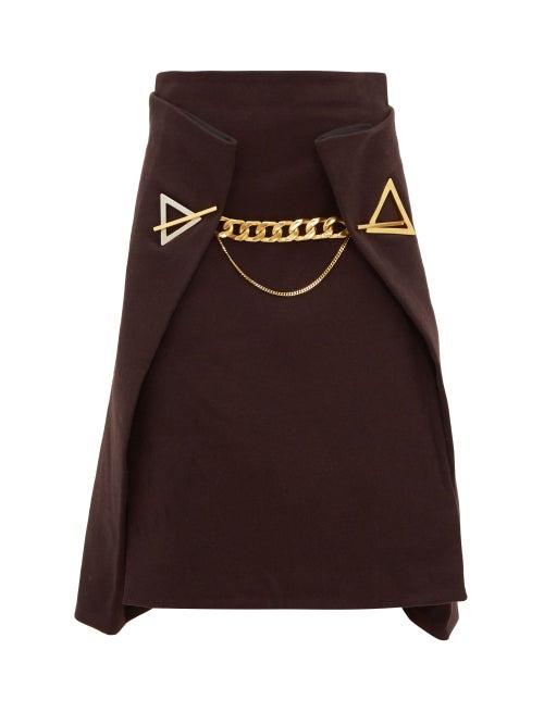 Matchesfashion.com Bottega Veneta - Chain Embellished Cashmere Skirt - Womens - Dark Brown