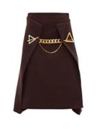 Matchesfashion.com Bottega Veneta - Chain Embellished Cashmere Skirt - Womens - Dark Brown