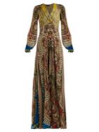 Etro Bloodstone Paisley-print Silk Gown
