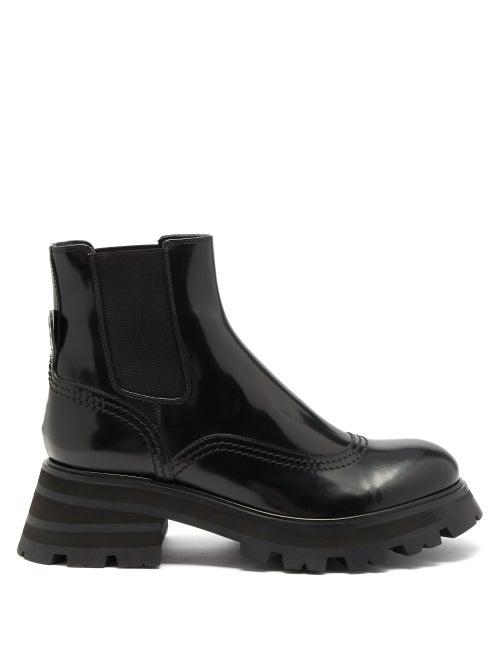 Alexander Mcqueen - Wander Exaggerated-sole Leather Chelsea Boots - Womens - Black
