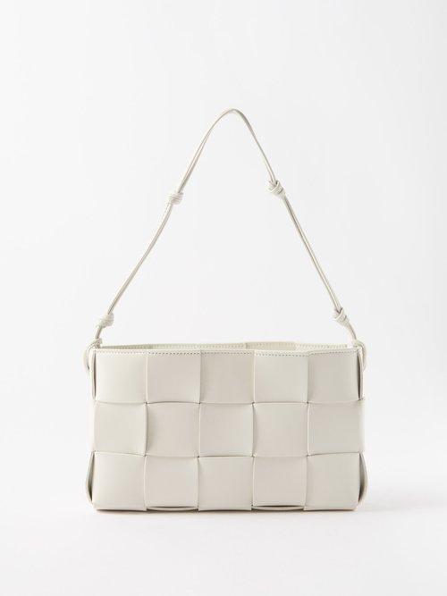 Bottega Veneta - Cassette Small Intrecciato-leather Shoulder Bag - Womens - White