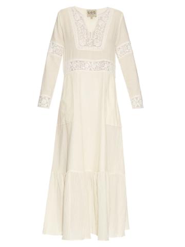 Sea Embroidered Long-sleeved Maxi Dress