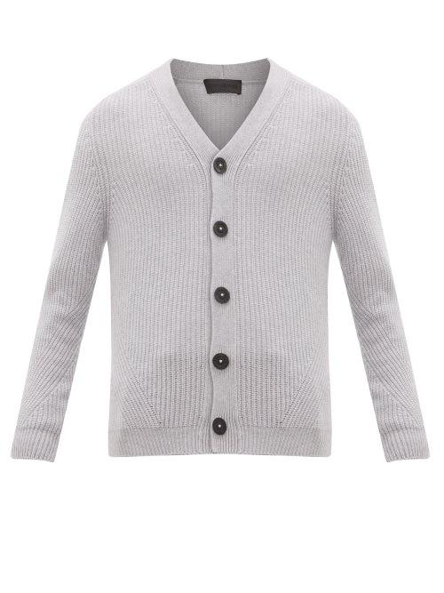 Matchesfashion.com Iris Von Arnim - Morice Ribbed Cashmere Cardigan - Mens - Grey