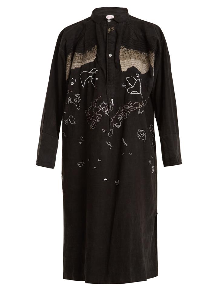 Kilometre Paris Tavan Tolgo Embroidered Linen Shirtdress