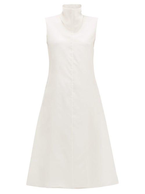 Matchesfashion.com The Row - Virginia Funnel Neck Silk Organza Midi Dress - Womens - White